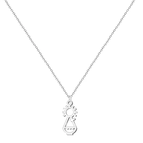 cotigo – Colgante Virgen de Covadonga en Acero Inoxidable, La Santina Patrona de Asturias, Medalla Religiosa de Protección, Fe y Esperanza, Regalo Católico para Hombre y Mujer (Plateado 1)