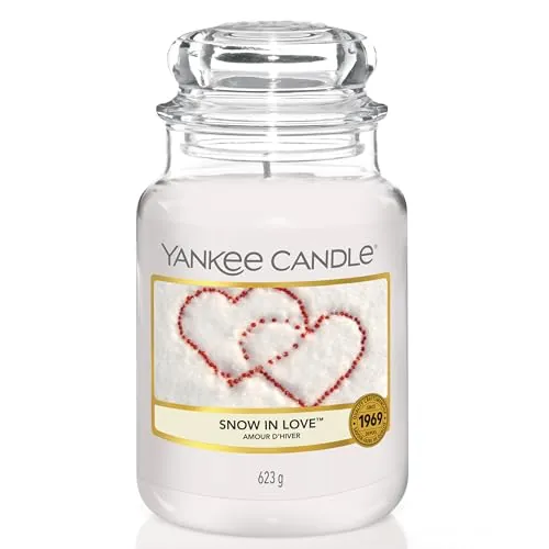 Vela aromática Yankee Candle | Snow in Love vela en tarro grande | Velas de larga duración: hasta 150 h | Regalos perfectos para mujeres