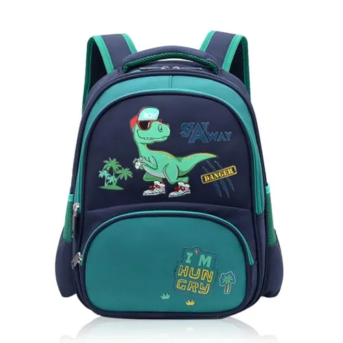 Mochila Dinosaurio Niño Resistente al Agua, Escolar para 3-6 Años, Infantil de Nombre para Escuela y Viaje, Linda (Mail Blue)