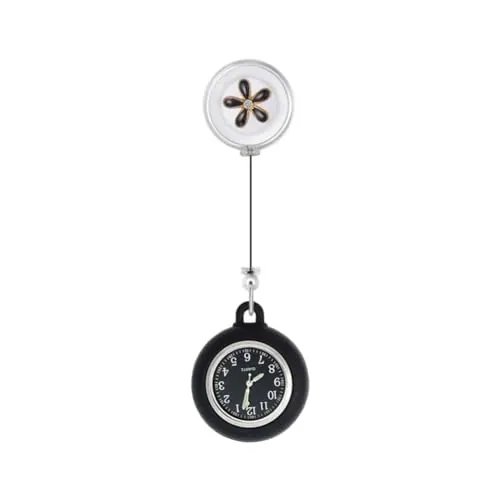 KARELLS Reloj Bolsillo Enfermera, Reloj de Bolsillo de Silicona con Broche, Reloj De EnfermeríA Broche, Reloj Enfermera, Reloj Médico de Colores, Regalo para Enfermera Médico Doctor, Negro