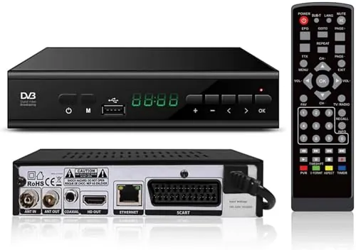 Decodificador TDT HD 2024,Sintonizador TDT HD,Receptor TDT HD,Decodificador DVB-T2,HD 1080P H265 HEVC Principal 10 bit,Soporta ETHERNET/USB WiFi/Proyector/Dolby/PVR/Funciones Multimedia