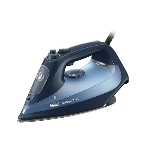 Braun Hogar TeXStyle 7 Pro Steam Iron SI 7160 BL - Iron with Freeglide 3D Ironing Sole, Vertical Steam, 3100 Watt, Azul
