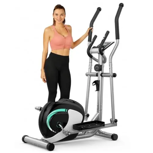 THERUN Bicicleta elíptica magnética, máquina elíptica Ultra silenciosa para Uso doméstico, máquina elíptica de Resistencia Ajustable de 16 Niveles con Monitor LCD, Sensor de Pulso