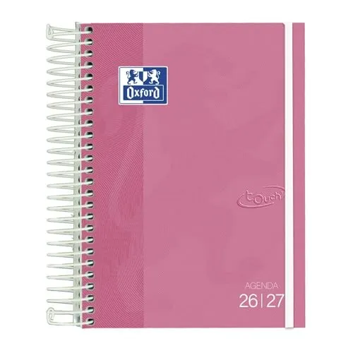 Oxford Touch, Agenda 2026 2027, Día por Página, Tapa Extradura, A5 (15x21 cm), Español, Color Fuchsia