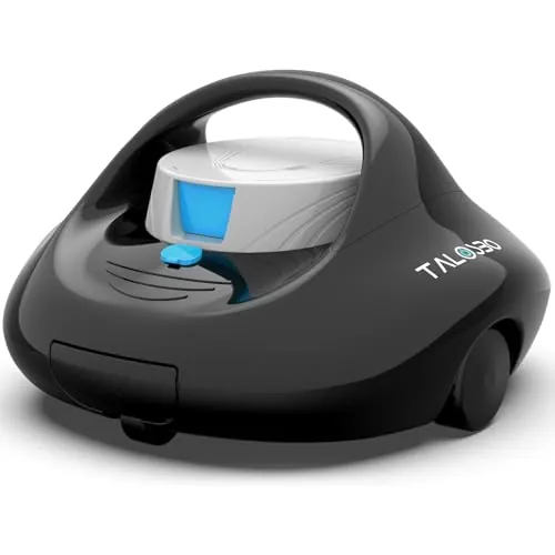 TALOSBO Pleco Se Robot Limpiafondos Piscina, Limpieza Potente de 130 Minutos, Carga Rápida en 2,5 Horas, Motor de Doble Tracción, Ideal para Piscinas de Fondo Plano de hasta 80 m²