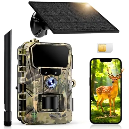 iZEEKER 2 en 1 Solar Cámara de Caza 4G LTE con SIM, HD 48MP con App IP66