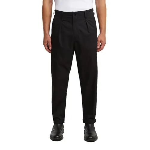 G-Star Men's Pleated Chino Relaxed Tapered, Size: 38/36, Color Black