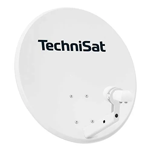 TechniSat TECHNITENNE 60 - Antena parabólica para 2 participantes, Conjunto Completo de Plato satelital Digital de 60 cm, Antena con Soporte para mástil y Receptor Universal-Twin-LNB, Gris Claro