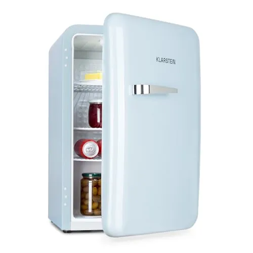 Klarstein Audrey Mini - nevera pequeña, minibar compacto, independiente, refrigeración por compresión, capacidad, refrigeración: 0-10 °C, mininevera con 70 litros de capacidad, azul