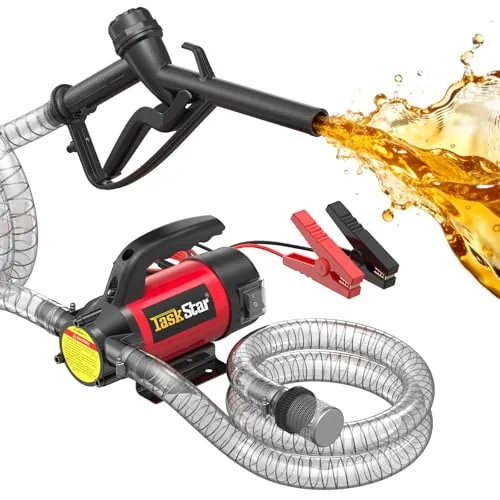 TaskStar Bomba Trasvase Gasoil 12V Eléctrica Portátil Combustible 50 L/min
