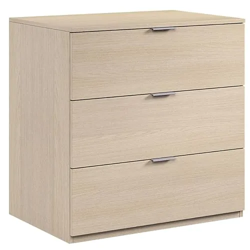 Habitdesign Cómoda de 3 Cajones, Cajonera Auxiliar Pequeña para Dormitorio o Armario, 77x80x38 cm, Color Roble, Modelo LC