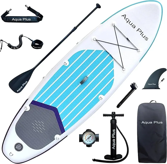 Aqua Plus Sup Inflable de 15cm de Grosor para Todos los Niveles de Habilidad, Paleta Ajustable, Bomba, Mochila de Viaje ISUP, Tabla de Remo Inflable para jóvenes y Adultos