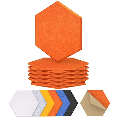 TONOR Lote de 12 Paneles Acústicos Murales Autoadhesivos,30 x 26 x 1 cm Panele de pared 3D acústico de Alta Densidad,Espuma Acústica Hexagonal Aislante para Estudios/Oficinas/Dormitorios, Naranja
