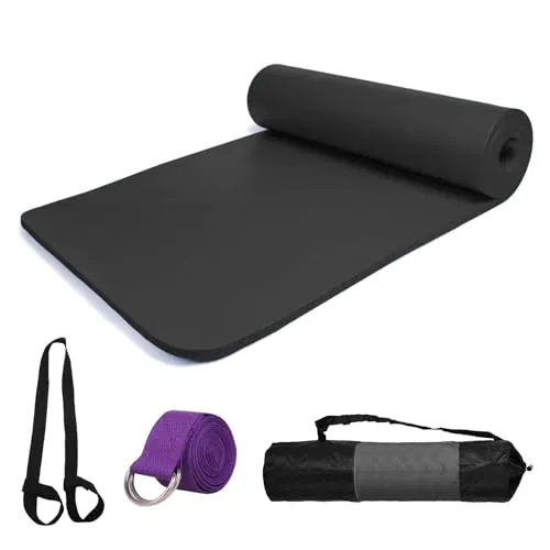 smallrun Esterilla Yoga Esterilla Pilates Antideslizante 10mm Alfombrilla de Yoga Esterilla Deporte Yoga Mat para Pilates Yoga Fitness 183x61cm (NBR NEGRO 10MM)