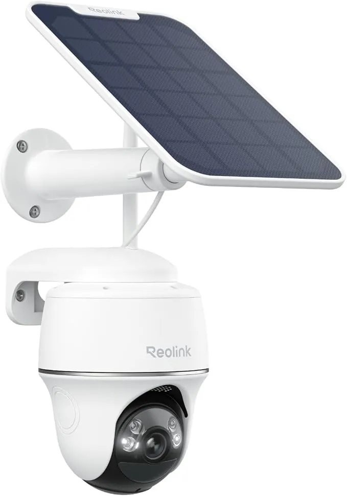 Reolink 5MP Camara Vigilancia WiFi Exterior Bateria Solar, Argus PT 5MP Cámara de Vigilancia 360° con Panel Solar, Cámara IP Sin Cable con Detección Smart, Cloud, Audio de 2 Via, Compatible con Alexa