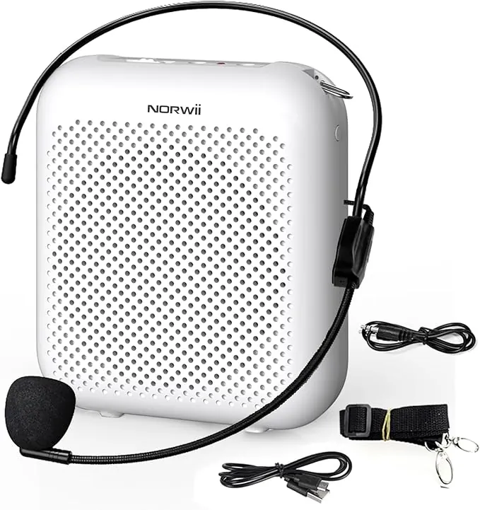 Norwii Amplificador de Voz, Micrófono Portátil con Cable para Profesores, Amplificadores de Potencia de Voz para Enseñanza en el Aula, Formación, Guías Turísticos, Entrenadores, USB-C Carga