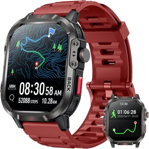 Reloj Inteligente Hombre con GPS Smartwatch: 1.95" Deportivos Reloj y Llamadas Bluetooth 6.0 con Brújula Linterna Led Pulsómetro SpO2 Monitor de Sueño 110+Modos Deporte Pulsera 400mAh y iOS Android