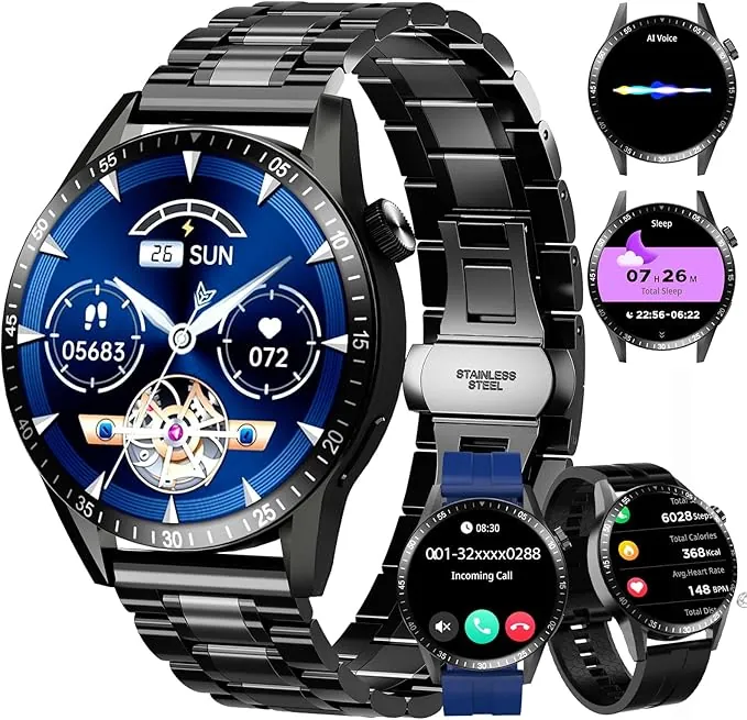 Reloj Inteligente Hombre, Smartwatch con Llamadas Bluetooth y Whatsapp Notificación, IP68 Smartwatch Hombre con Monitor de Ritmo Cardíaco y Sueño, Reloj Deportivo Actividad Android iOS