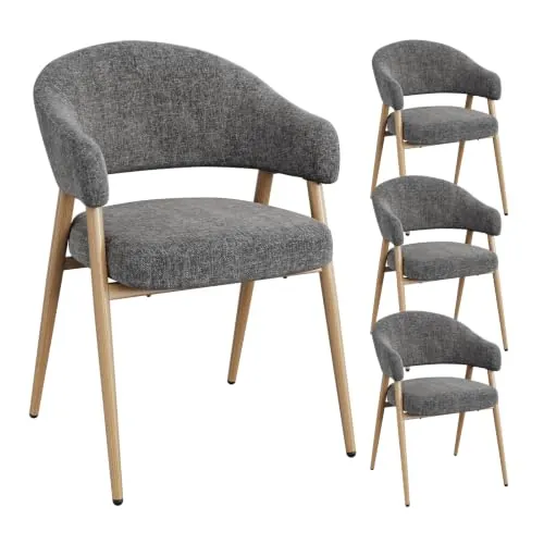WOLTU Juego de 4 Sillas de Comedor Ergonómicas, Gris