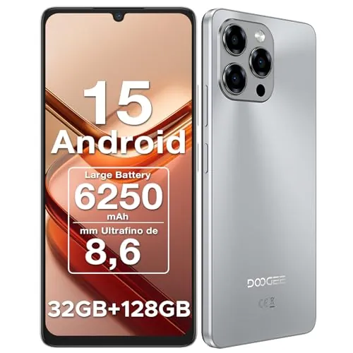 DOOGEESmart Note 58 Teléfono Movil Android 15, 6250mAh Batería, T7250 Octa Core, 32GB+128GB Smartphone, 6,56" HD+ IPS 90Hz, 16MP+8MP, Cuerpo de 8,6mm Telefono, Face ID/NFC/OTG/GPS/Doble SIM 4G Movil