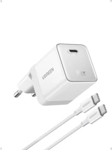 UGREEN Nexode Air 65W Cargador USB C Rápida con Cable USB C (Blanco)