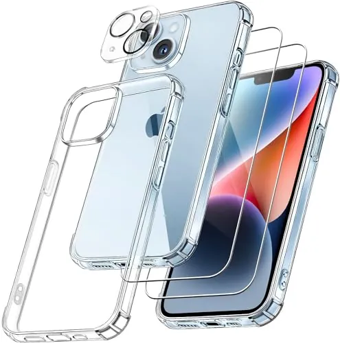 FLLAO 4 en 1 Funda para iPhone 14 6.1", Transparente
