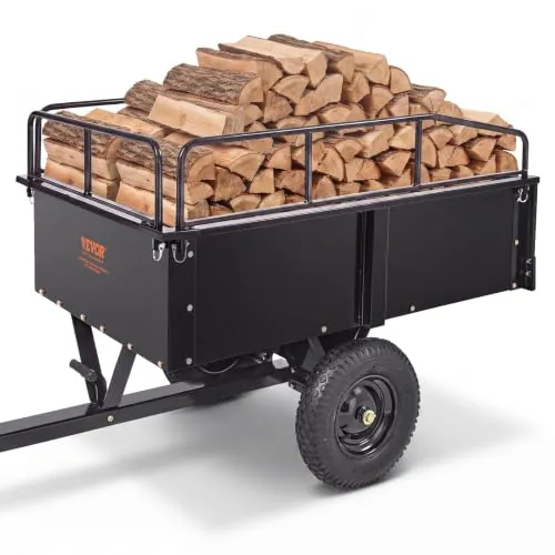 VEVOR Remolque Volquete Capacidad de Carga de 340kg Remolque Utilitario de Jardín Resistente con Laterales Extraíbles Carro de Transporte Volquete de 0,34m³ para Tractor Cortacésped ATV, 200x66x76 cm