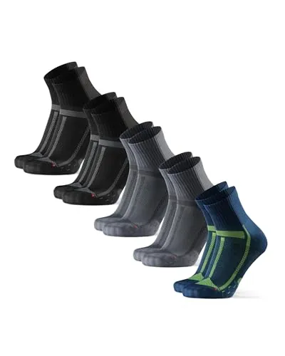 DANISH ENDURANCE Calcetines de Running, 3 y 5 Pack MC (2xNegro/Gris, 2xGris/Negro, 1xAzul/Amarillo) 39-42