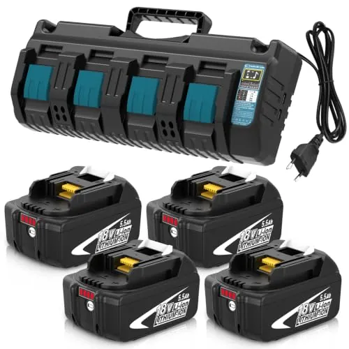 4X 5.5Ah Repuesto para Makita Batería 18V + Cargador DC18SF | para BL1860B BL1850 BL1860 BL1845 BL1840 LXT-400 con indicador LED