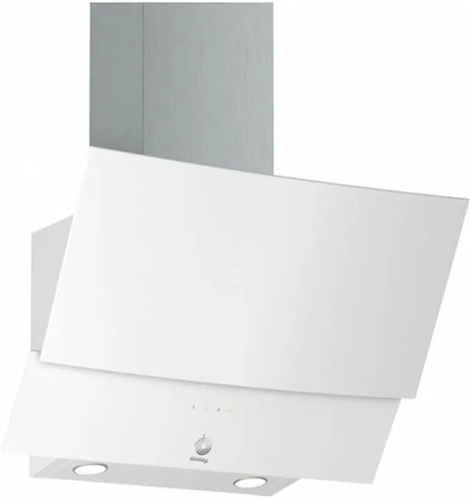Balay 3BC565GB - Campana decorativa inclinada, Serie Cristal, control táctil, Anchura 60 cm, 593m3/h color blanco