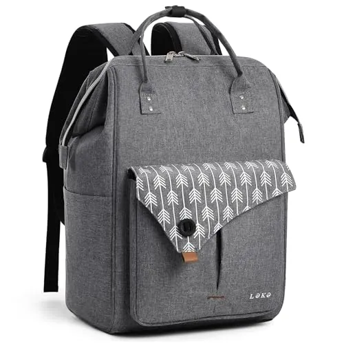 Lekesky Mochila Trabajo Mujer,Mochila Para Ordenador PortáTil De 15,6"Con Bolsillo Antirrobo Para El Trabajo, La Escuela, Los Viajes, Todos Los DíAs(Gris Oscuro)