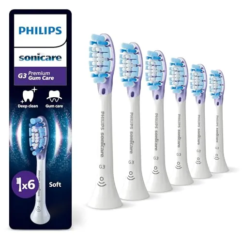 Philips Sonicare G3 Premium Gum Care, cabezales de cepillo dental de repuesto originales, blanco, paquete de 6, HX9056/87