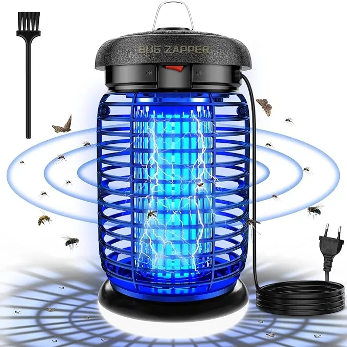 seenlast Lámpara Antimosquitos Electrico, Mata Mosquitos Electrico 4200V 15W UV Lampara Mosquitos, Atrapa Mosquitos con LED,IPX4 Impermeable,Area Efectiva 140m² para Interior y Exterior