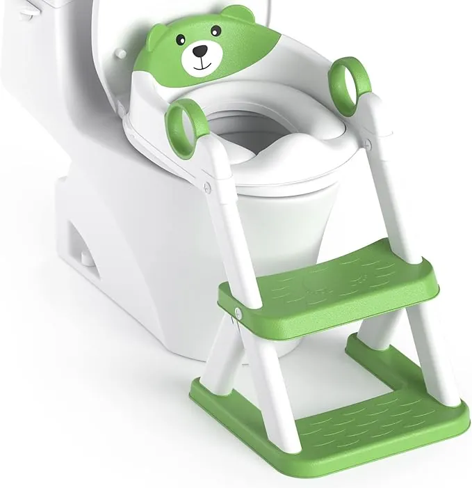 Adaptador Wc Niños, Plegable Portatil Infantil Asiento Inodoro, Inodoro de Entrenamiento 2 en 1 para Niños, Cojín Antideslizante y Antisalpicaduras, Taburete de Escalera
