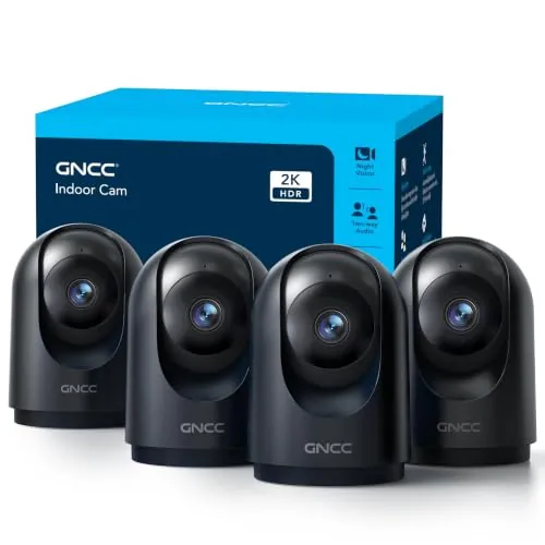 GNCC Cámara Vigilancia WiFi Interior 2K 3MP 2.4/5GHz Visión Nocturna 4 Pack