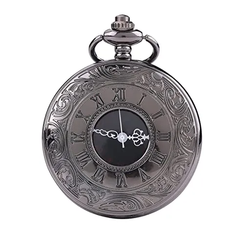 GOTOTOP Reloj de Bolsillo para Hombre, Lupa Clásica Especial, Cuerda Manual Mecánica, Medio Cazador, Números Romanos, Reloj Fob Antiguo con Cadena