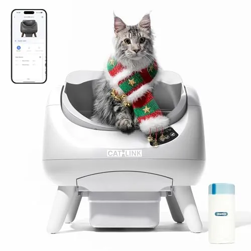 CATLINK Arenero Autolimpiable para Gatos, Caja de Arena Automática con Entrada Superior, Wi-Fi 5 GHz, Gran Capacidad 12L, Compatible con Todo Tipo de Arenas, Ideal para Hogares con Varios Gatos