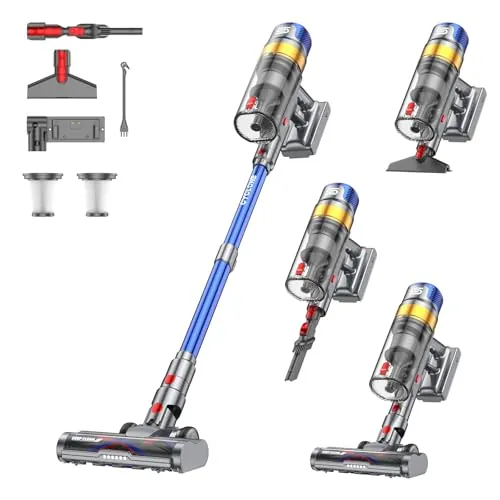 Sulean X8 Aspiradora sin Cable 48Kpa/580W/70Mins, 2026 Escoba Aspirador Vertical Potente de 1.6L/Pantalla LED, Cepillo Anti-Enredo, Vacuum Cleaner para Suelo/Alfombra/Pelos de Animales