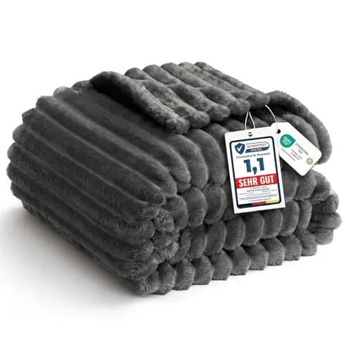 WAVVE Manta Suave y Esponjosa, Mantas Extra Grande para Cama 135/150, Manta de Cordón Gruesa, Manta para Sofá Suave Cálida, Transpirable, 220 x 240 cm, Gris