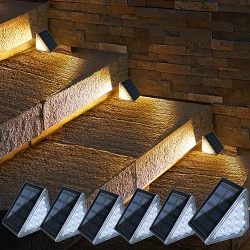 Luz de Escalera para Exterior, IP67 Impermeable Luces Solares para Exterior