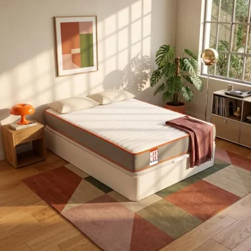 What the Sleep I Pack colchón sostenible muelle ensacado visco y canapé abatible blanco gran capacidad I Entrega, montaje en domicilio y retirada usado incluida I Funk 135x190 I Gris I 3 años garantía