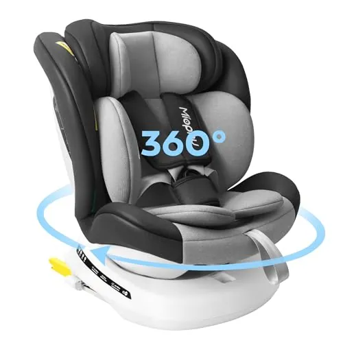 Miophy i-Size Giratoria 360º Silla de Coche, Grupo 0+123, 0-12 años, 40-150 cm, Silla Coche con isofix y Top Tether, Arnés de 5 puntos, Norma ECE R129/04