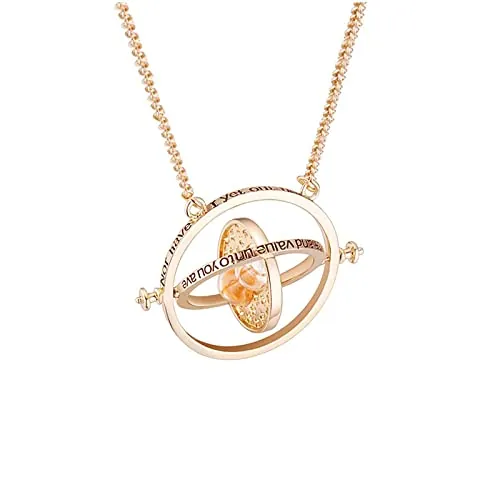 ysister Collar Harry, Time Theme Spins, Giratiempo 360 grados, Colgante con reloj de arena, Time Turner Granger, Time Turner Collar Mágico, Colgante niña