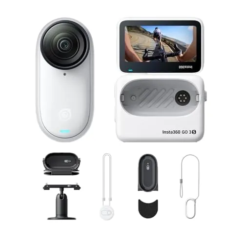Insta360 GO 3S Paquete POV para Ciclismo Blanco (128 GB) - Cámara Vlogging 4K, POV Manos Libres, Móntala Donde Quieras, Estabilización, 140 Min de batería, Impermeable 10 M, Edición IA, Apple Find My