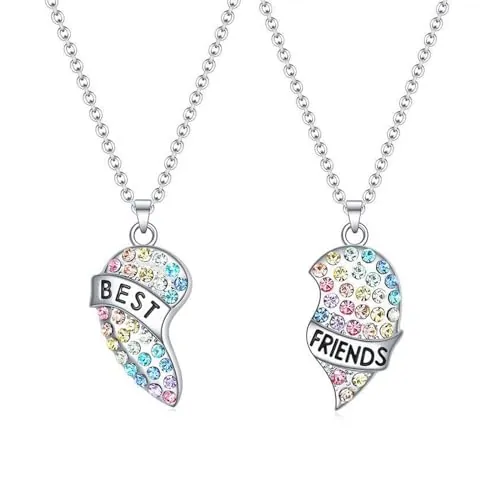 2 Piezas Amistad Colgante Collar Conjunto Mejores Amigos Collar BFF Collar Corazón Púrpura Amistad Collar para 2 Niñas Regalo de Cumpleaños para Mejores Amigos