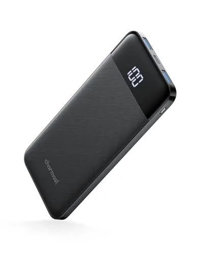Bateria Externa 10400mAh Power Bank USB C con LED Patalla Bateria Portatil Charmast Ultra Slim Powerbank 2 entradas y 3 Salidas de 5V/3A Compatible con iPhone 14 13 Samsung Huawei iPad