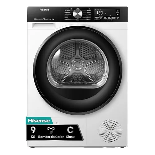 Hisense DH3S902BWCC - Secadora Bomba De Calor, Libre Inst., 9Kg Fondo 59cm