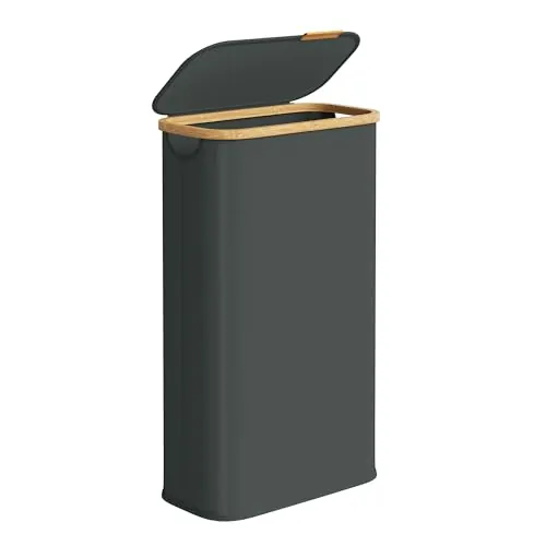 SONGMICS Cesto de Ropa con Tapa, Plegable, 70 L, 42 x 22,5 x 70,5 cm