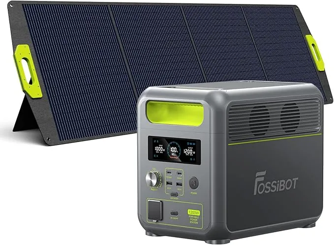 FOSSIBOT Estación de Energía Portátil F1200 1024Wh con Panel Solar 200W, Batería LiFePO4 1200W, Carga Rápida CA/Solar 0-80% en 49 Min, Control APP, para Hogar, Exteriores, Emergencia