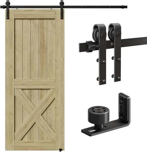 CCJH 10FT/3M Herraje para Puerta Corredera Kit de Accesorios para Puertas Correderas, Contiene Guía de suelo ajustable